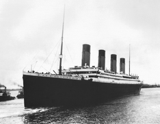 Titanic underway in Southampton waters.