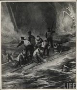 Historical artwork of Captain Smith at the lifeboat