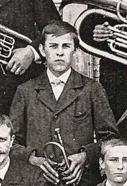 Leo Zimmermann at 16 years old, being a thrumpetist at the music club at Todtmoos-Weg.