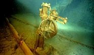 The bronze telemotor, the only surviving piece of equipment from the wheelhouse