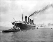 Titanic leaving Belfast for her sea trials on 2 April 1912