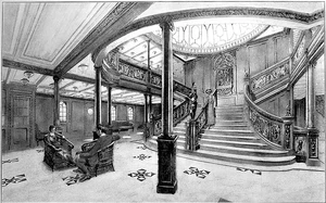 Titanics famous Grand Staircase, which provided access between the Boat Deck and E Deck.