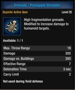 Level 25 Pineapple Shredder grenade