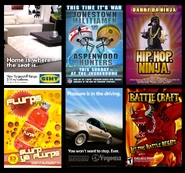 A few winning fake ads from the contest, featured in-game.