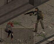 A survivor firing the Thor in-game