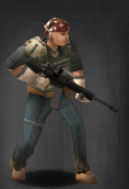 A survivor equipped with the Scoped variant