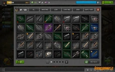 Un conjunto de armas, en el almacén de los sobrevivientes.