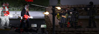 A HERC sentry defending the Union Island outpost from a horde attack. The two troopers on the right wield XM8s.