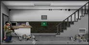 Second room to the right, leading upstairs