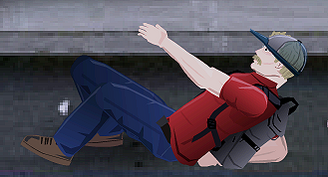 Hank after being knocked down by zombies.