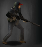 A survivor equipped with the Suppressed variant