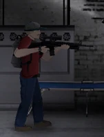Hank wielding a Scoped M16A2.