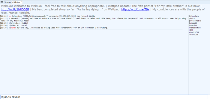 Freenode IRC webchat quit