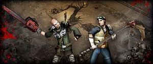 A promo image for the Halloween event featuring survivors wielding Ash's Right Hand and The Harvester