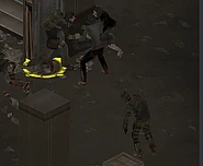 A survivor swinging the Ram at a zombie in-game
