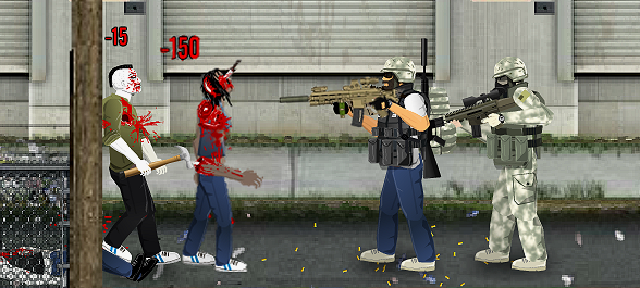 Lt. Smalls (left) with Pvt. Berry (right) battling zombies in the Docks.