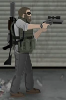 A survivor armed with the Scoped variant