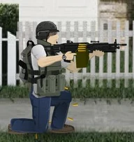 A survivor equipped with an M249 SAW.