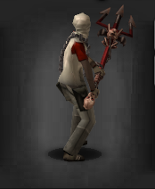 A survivor with the Lucifer's Trident (rotated to make weapon visible)