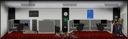 Second room to the left containing office