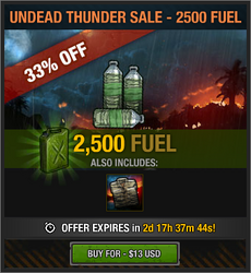 Undead Thunder Sale - 2500 Fuel - $13 USD