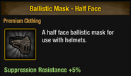 Ballistic mask - half face