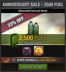 Anniversary Sale - 2500 Fuel - $13 USD