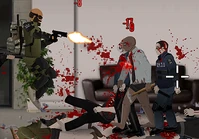 A survivor shooting at zombies with a G17