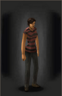 Female survivor wearing a black & red striped t-shirt. (TLS:DZ)