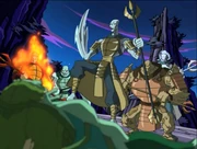 As punishment for letting the cask be taken by the Acolytes, the Foot Mystics poised to execute a Kappa Tengu.