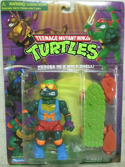 TMNT ACTION FIGURE ACCESSORY-SKATEBOARD MIKE REPTILE ROLLER BLADES-PLAYMATES 