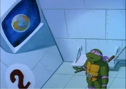 Donatello, inside the Technodrome, spotting Krang draining Earth on energy in Planet of the Turtles