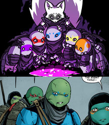 Turtles with face paint like in Sophie Campbell's Secrets of the Ooze webcomic TMNT #89