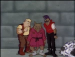 Holographically cloaked Bebop and Rocksteady with Pretendicon Splinter.
