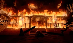 Hamato Yoshi rages after dōjō's destruction along with loss his wife and daughter.