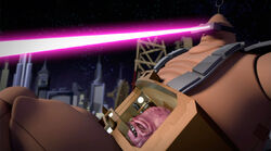 Krang's android body firing laser rays.