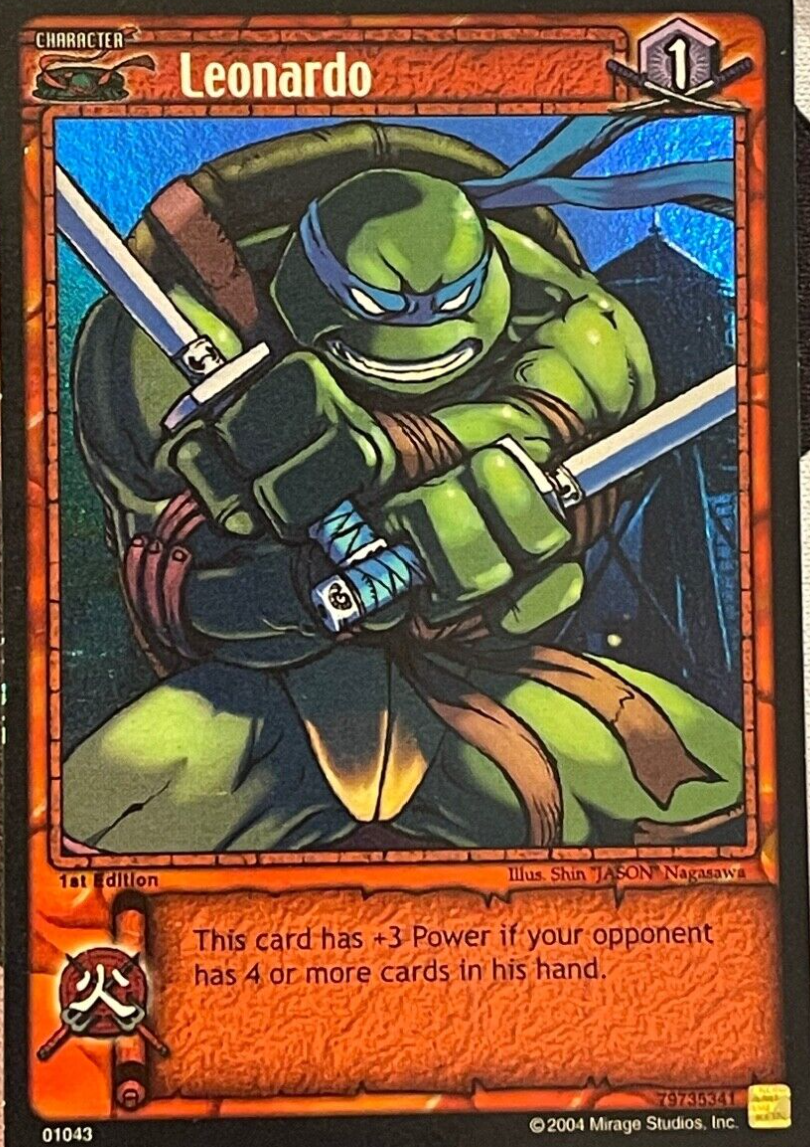 Леонардо на карте. Teenage Mutant Ninja Turtles trading Cards. Карточка Леонардо Спешиал.