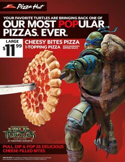 Leonardo appearing at a TMNT-based Pizza Hut advertising