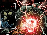 Leatherhead mit einem implantierten Schuppenfragment