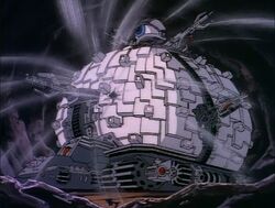 The Technodrome being sucked into itself (Shredder and Splintered)