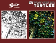 Issue 33 cover RE Jetpack Comics 4: Laird TMNT #1 Homage Microprint Edition (FCBD 2014) by Peter Laird.