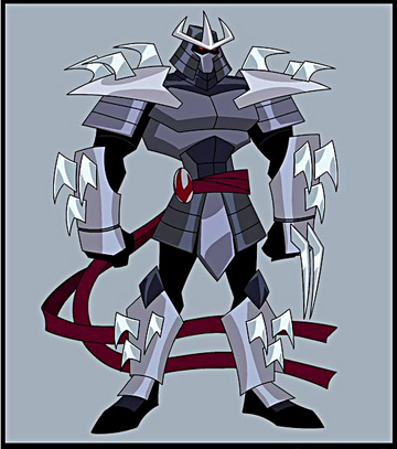 In Teenage Mutant Ninja Turtles, what's the story and origin of Shredder?  Is he just a normal human who has a special suit? Why does he hate the  turtles and the rat