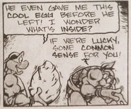 Oopsie's egg held by Michaelangelo