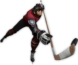  of the , playing ice hockey with stick and puck.