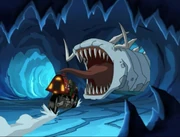 Raph and Falcon nearly ends up in the belly of an Ice Worm.