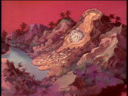 Close-up shot of Technodrome on asteroid with lava (The Big Zipp Attack)