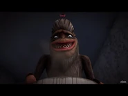 Bigfoot trying to get Donatello to like her.