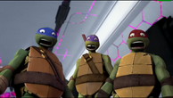 Leo, Donnie and Raph are shocked to see that Mikey was right about the Kraangs' true form.