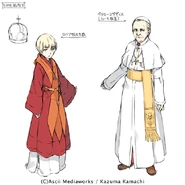 Design for the Russian Patriarch Krans R. Tsarskiy (left), alongside Pietro Yogdis (right).
