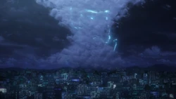 Mikoto capable of controlling clouds to create a thunderstorm.